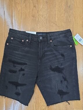 AEROPOSTALE BRAND MEN'S BLACK DISTRESSED CUTOFF JEAN SHORTS SIZE 30